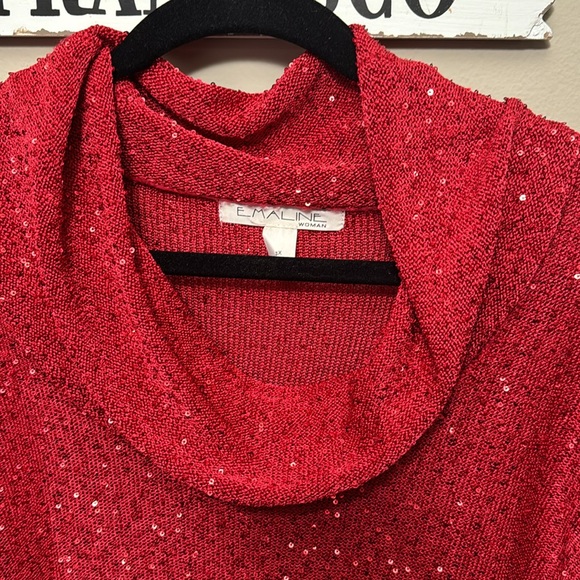 Like new Emaline Woman 3X Red Cowlneck Sparkle Sweater - Picture 2 of 10